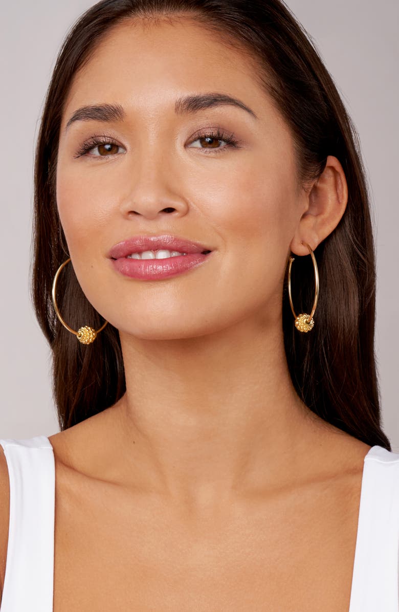 LAGOS Caviar Gold Medium Hoop Earrings, Alternate, color, Gold