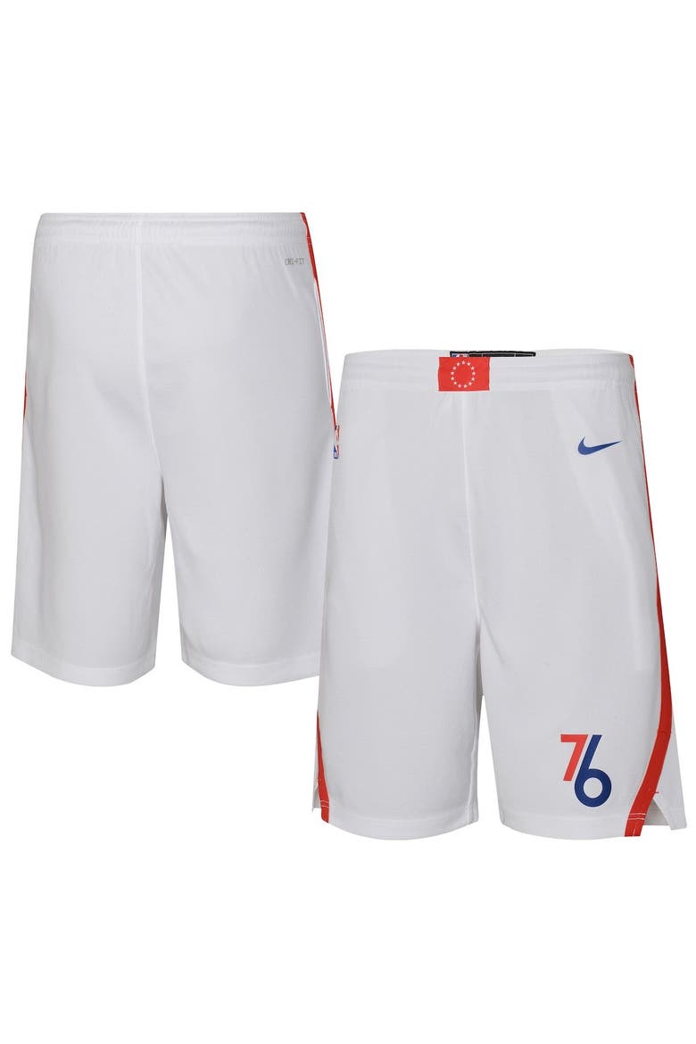 Youth Jordan Brand White Philadelphia 76ers 2022/23 City Edition Swingman Shorts, Main, color, White