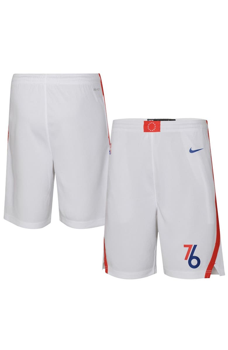 Jordan Brand Youth Jordan Brand White Philadelphia 76ers 2022/23 City Edition Swingman Shorts, Main, color, 