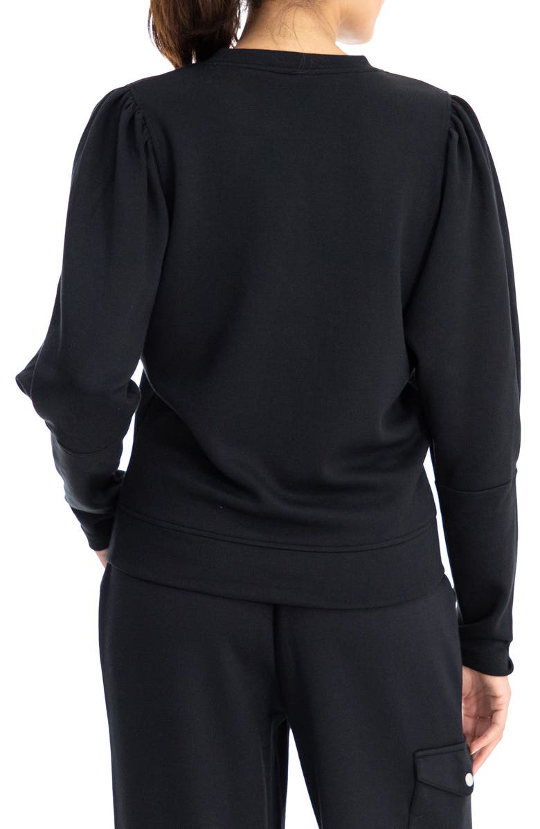 Nanette Lepore Play Scuba Pique Pleated Puff Sleeve Sweatshirt, Alternate, color,