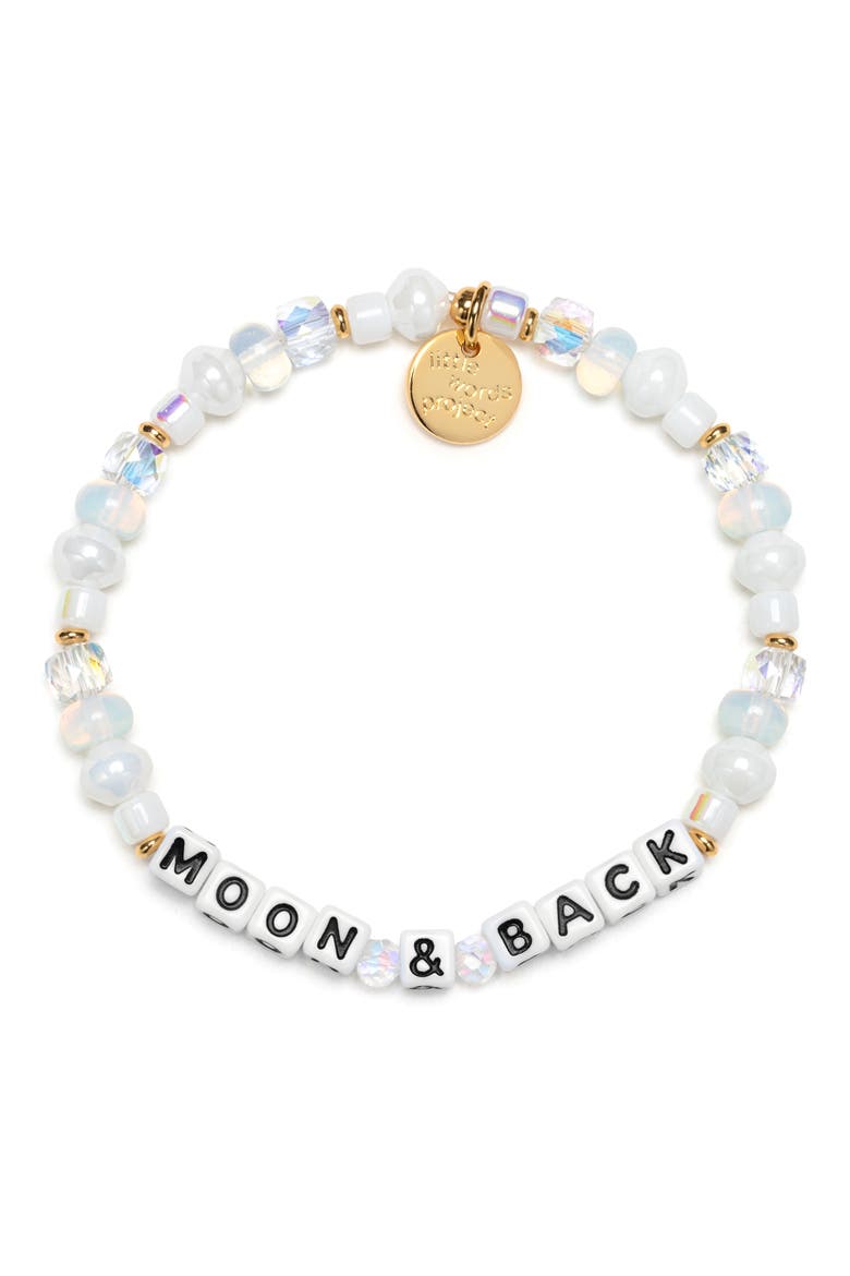 Moon & Back Beaded Stretch Bracelet, Main, color, WHITE