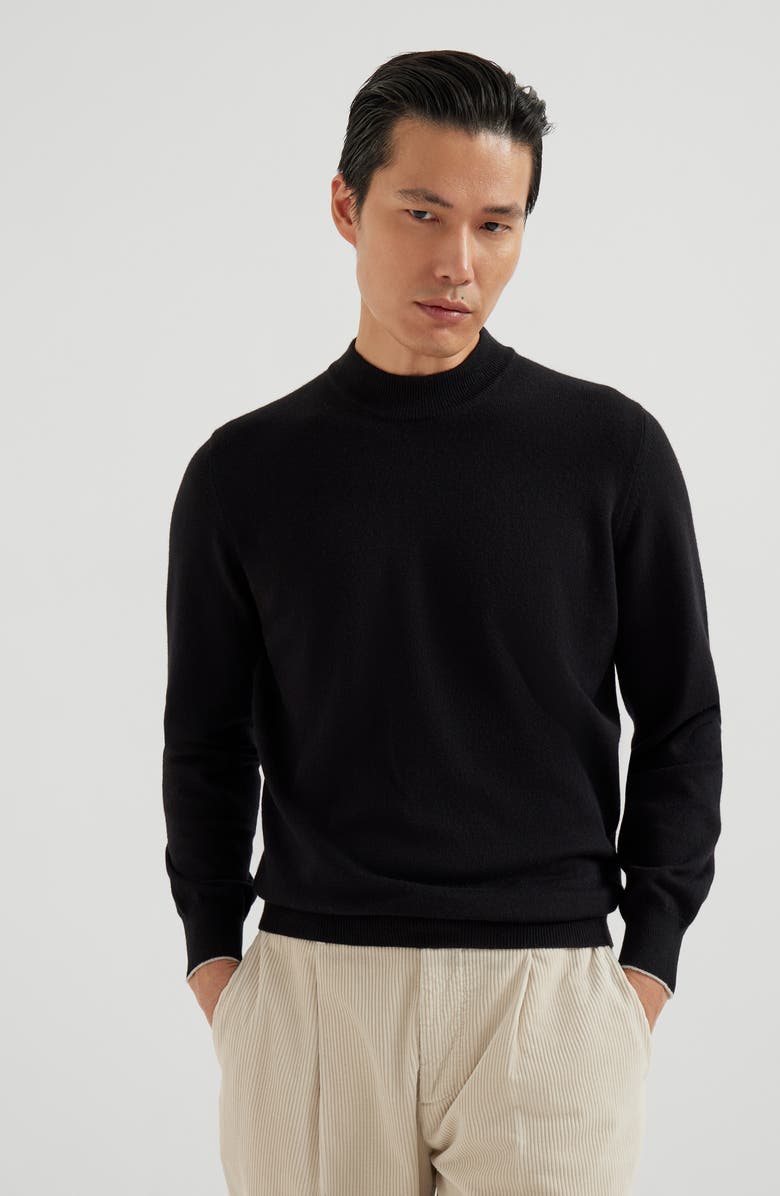 Brunello Cucinelli Funnel neck sweater, Alternate, color, Black