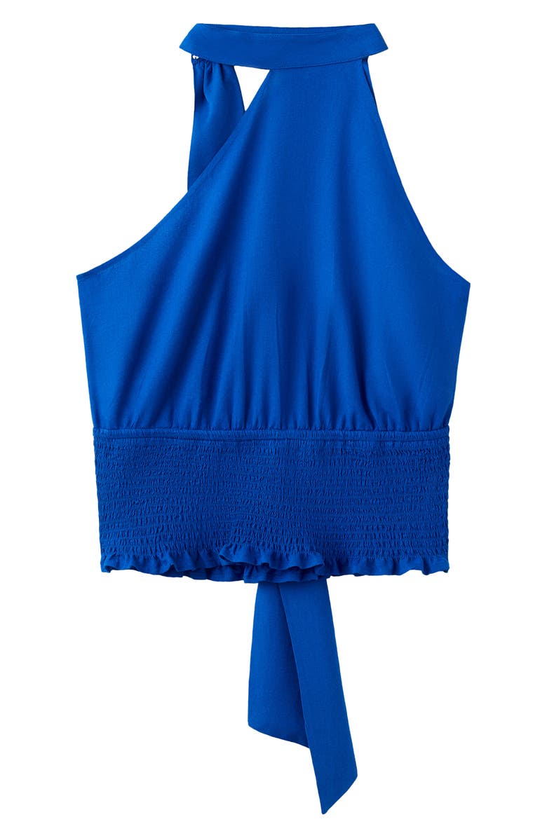 MANGO TEEN Asymmetric Halter Neck Crop Top, Alternate, color, Vibrant Blue