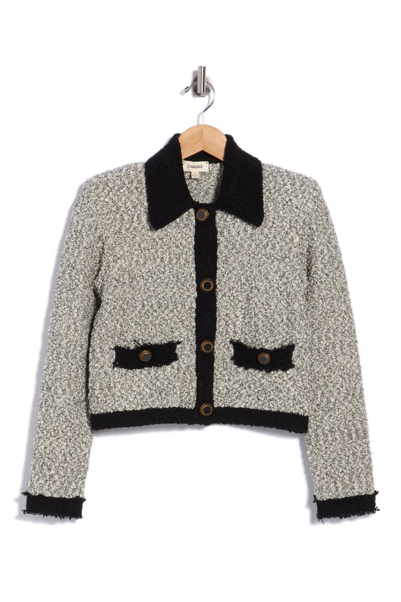 Arielle Collared Jacket, Main, color, WHITE/ BLACK