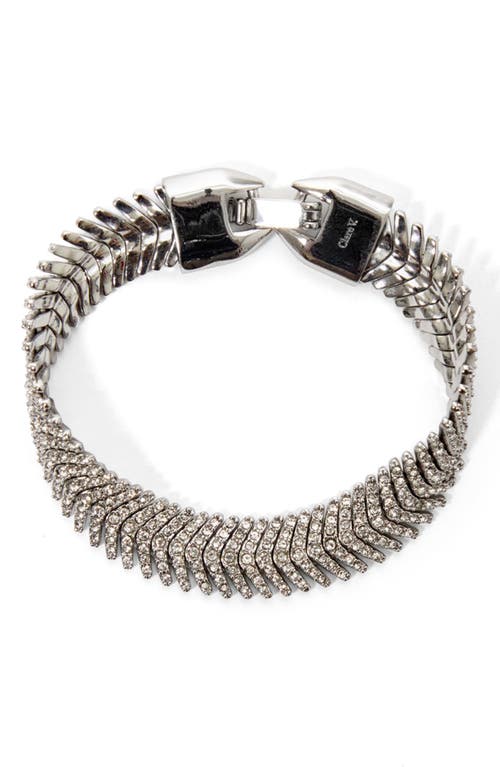 Clare V . Herringbone Crystal Bracelet In Metallic
