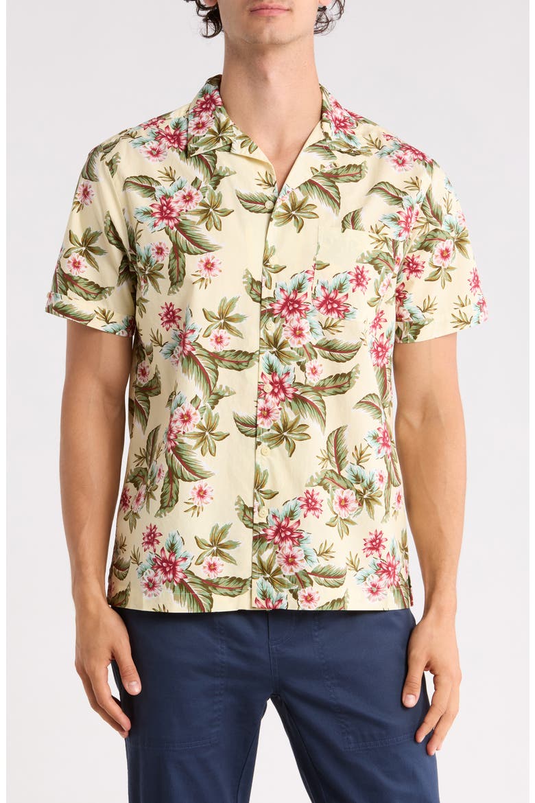 Short Sleeve Tropical Shirt, Main, color, YELLOW GREEN