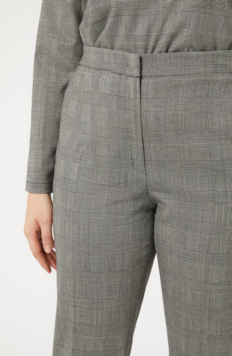 Marina Rinaldi Edwige Check Straight Leg Wool Blend Pants, Alternate, color, Black White