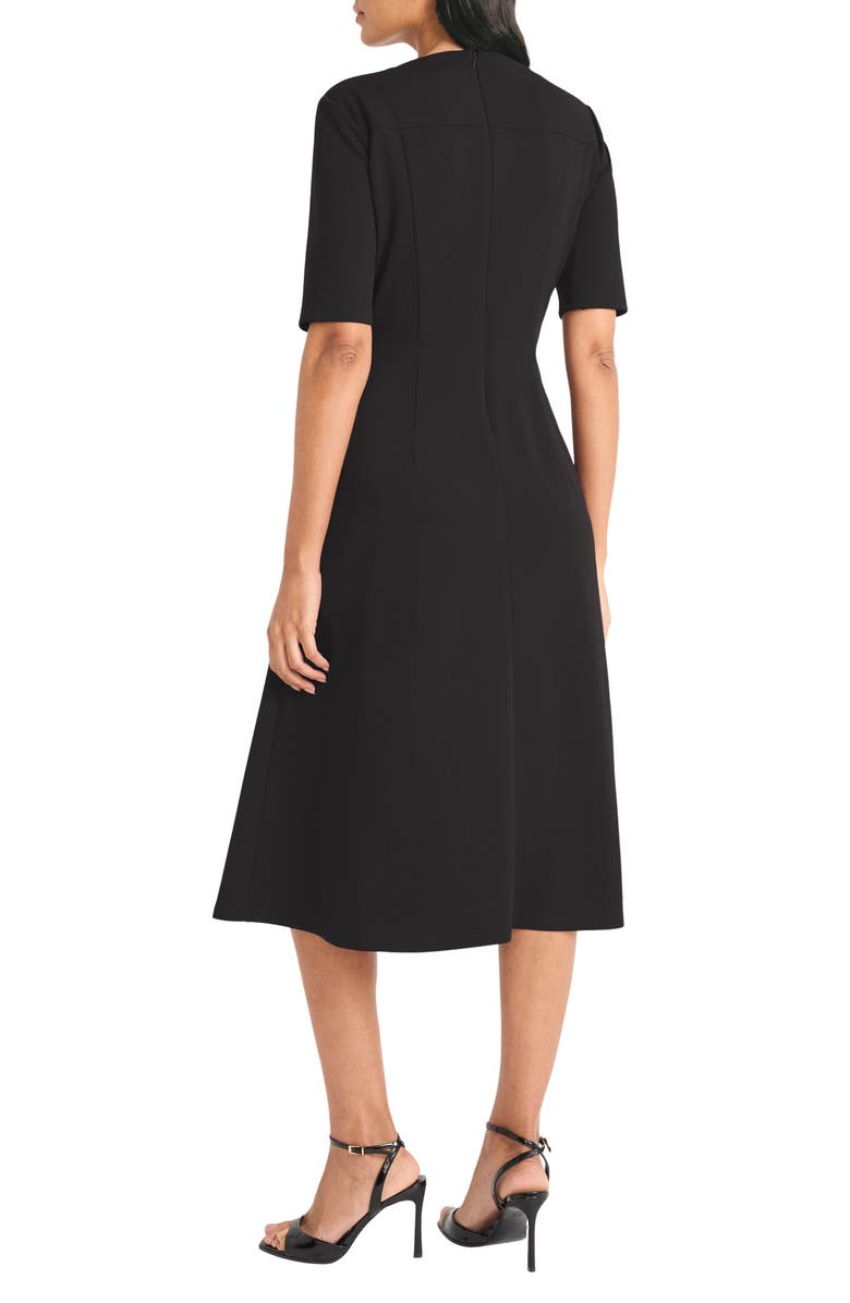 Maggy London Double Pleat A-Line Midi Dress, Alternate, color, Black