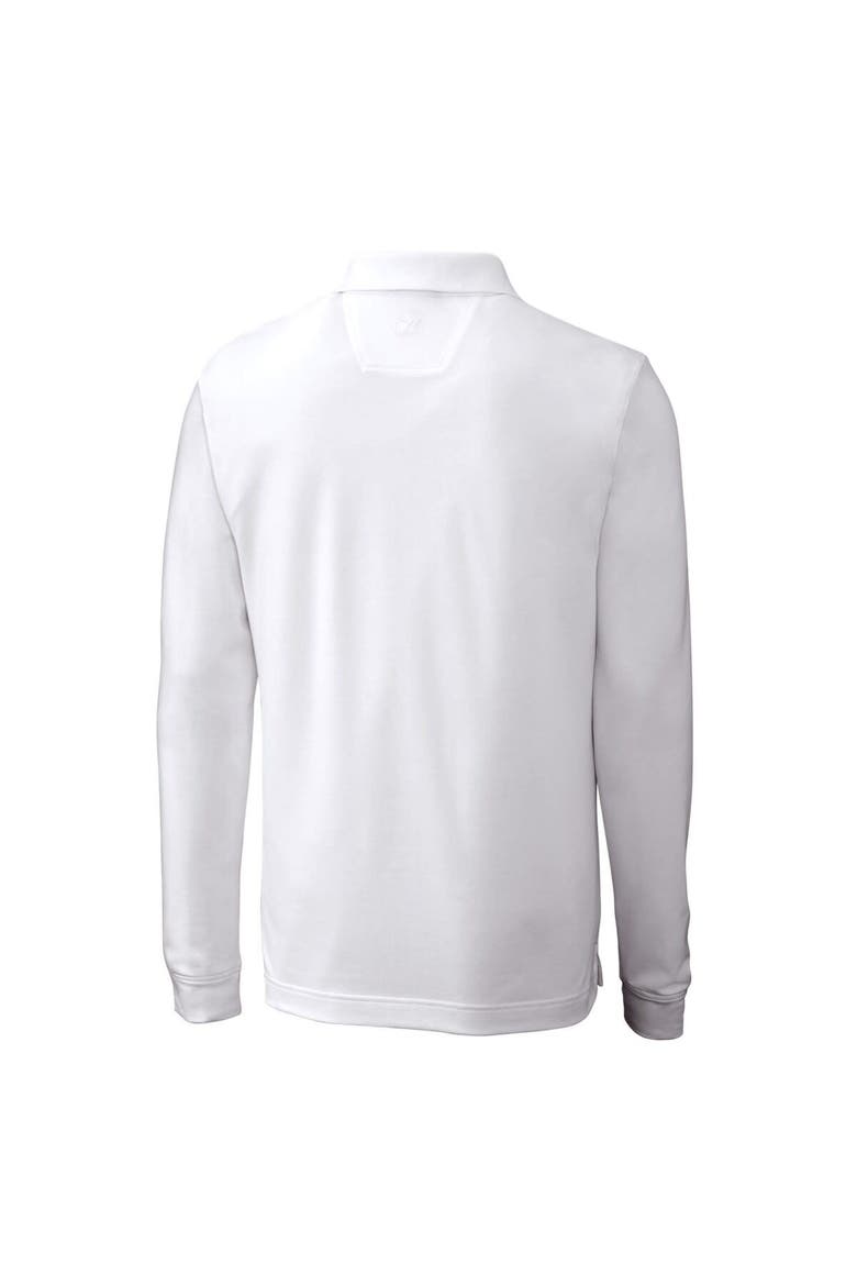 Men's Cutter & Buck White Georgia Tech Yellow Jackets Vault Advantage Tri-Blend Pique Big & Tall Long Sleeve Polo, Alternate, color, White