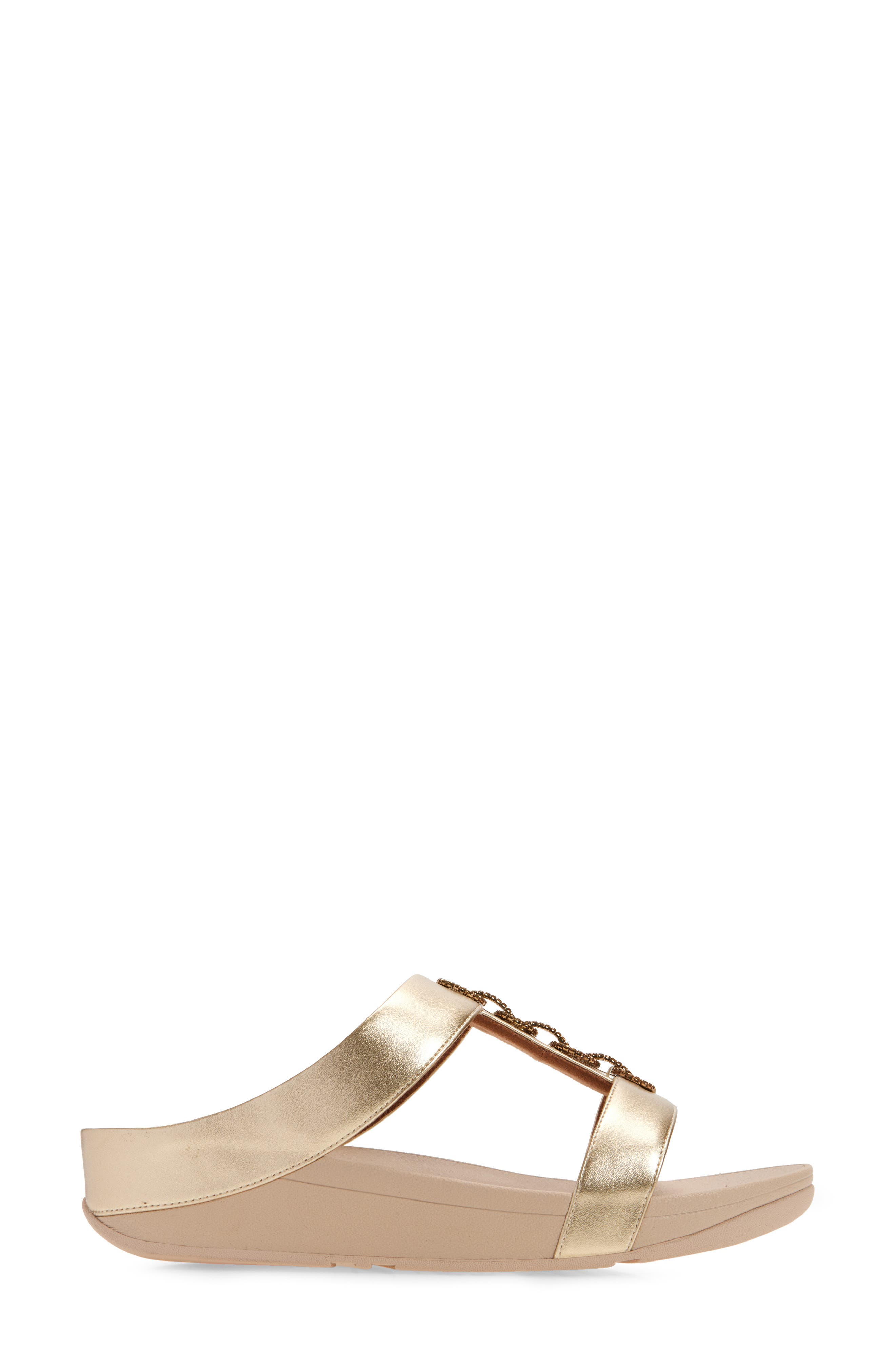 FitFlop Fino Sparkle Wedge Slide Sandal, Alternate, color, Platino