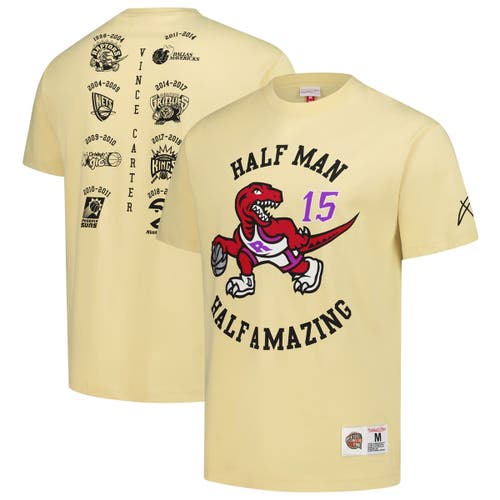 Mitchell & Ness Vince Carter Cream Toronto Raptors Premium T-shirt In Yellow