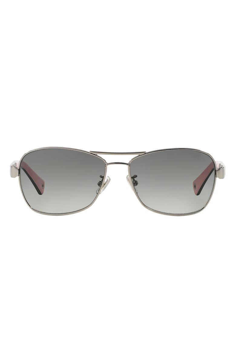 COACH Caroline 56mm Gradient Aviator Sunglasses, Main, color, Silver/ Grey Gradient