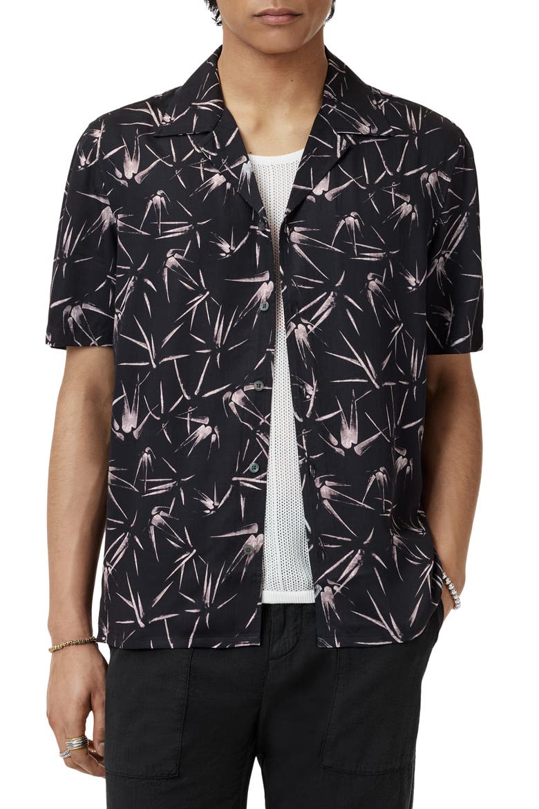 Dan Print Modal Camp Shirt, Alternate, color, BLACK