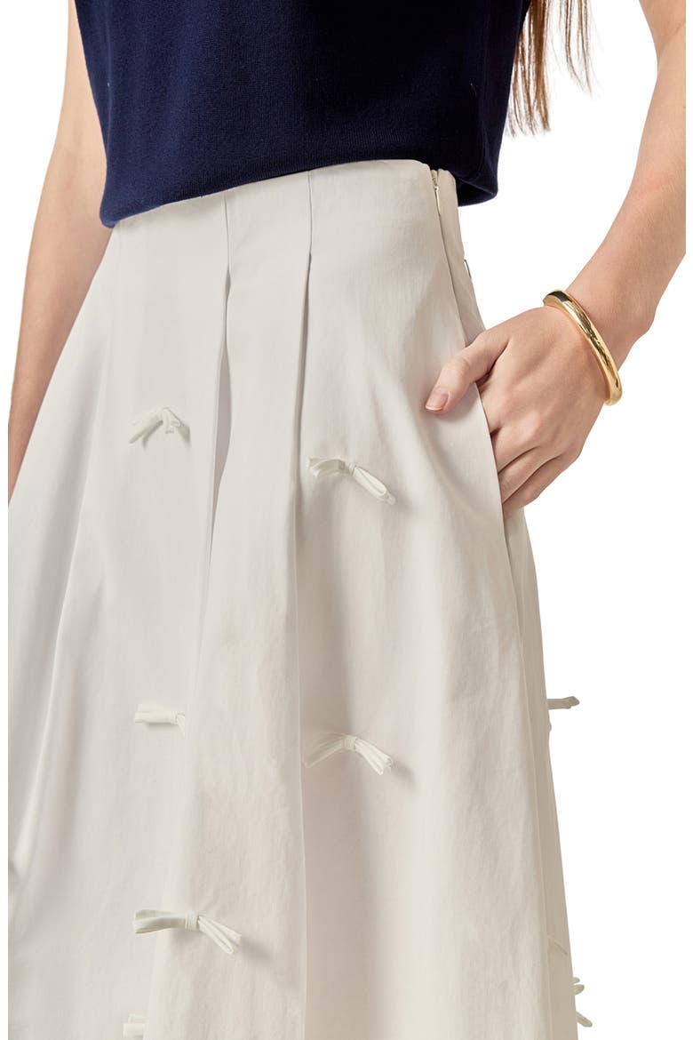 Bow Detail Poplin Midi Skirt, Alternate, color, WHITE