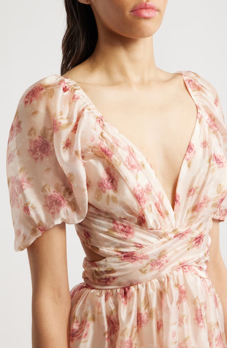 Lulus Jane Organza & Chiffon Maxi Cocktail Dress, Alternate, color, Pink Multi