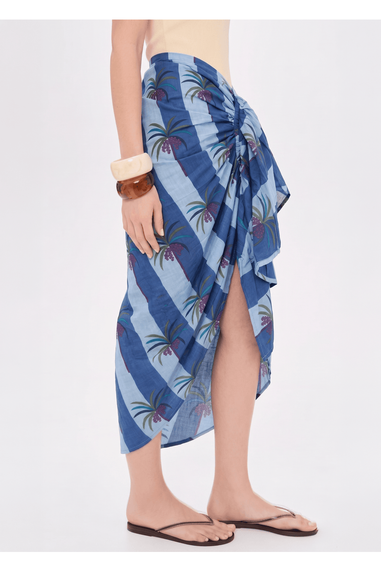 Luciana Palm Pareo Skirt, Alternate, color, Blue
