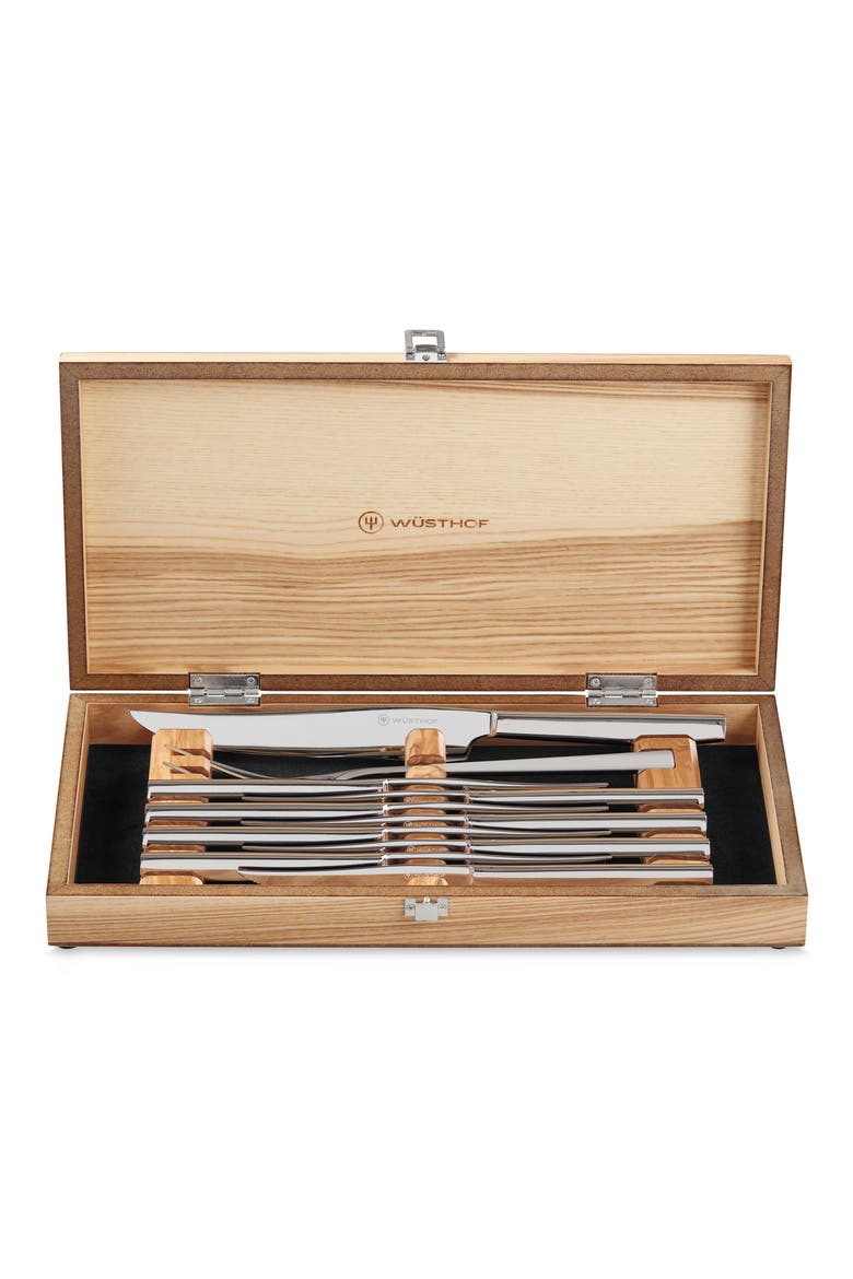 10-Piece Stainless Mignon Steak & Carving Set, Alternate, color, BLACK