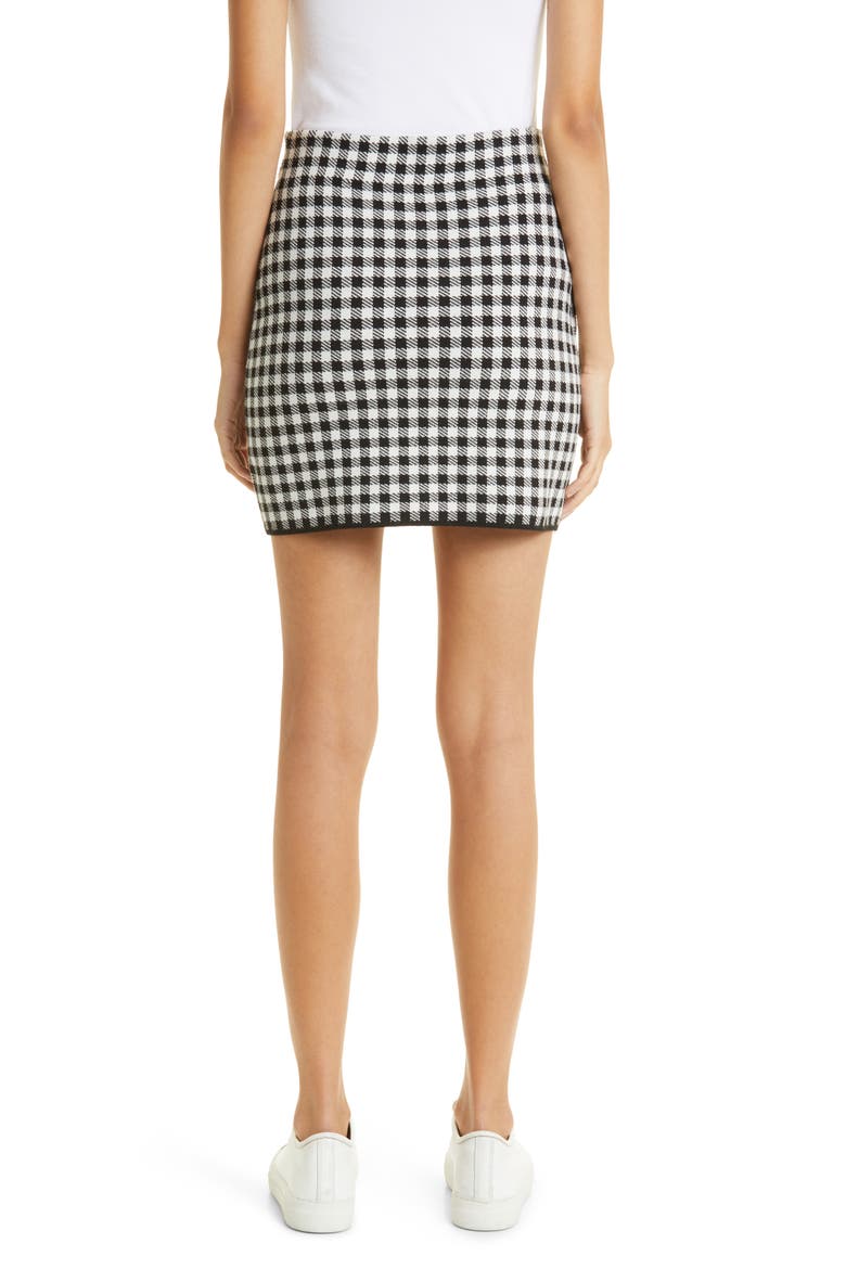 Gingham Jacquard Minskirt, Alternate, color, BLACK/ WHITE