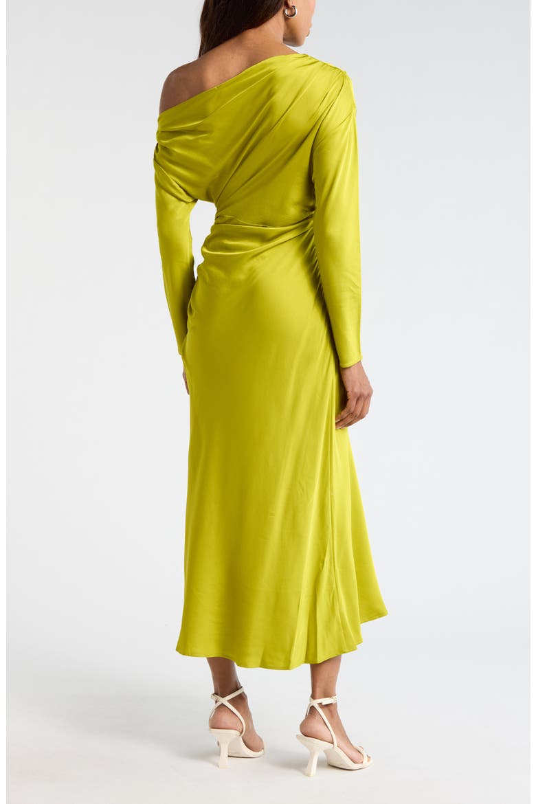 Piper Asymmetric Long Sleeve Dress, Alternate, color, GREEN AMBER