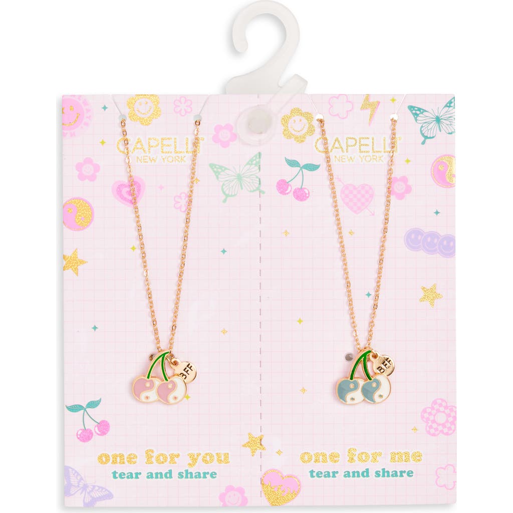 Capelli New York Kids' Yin Yang Cherry Bff Necklace Set In Gold Multi