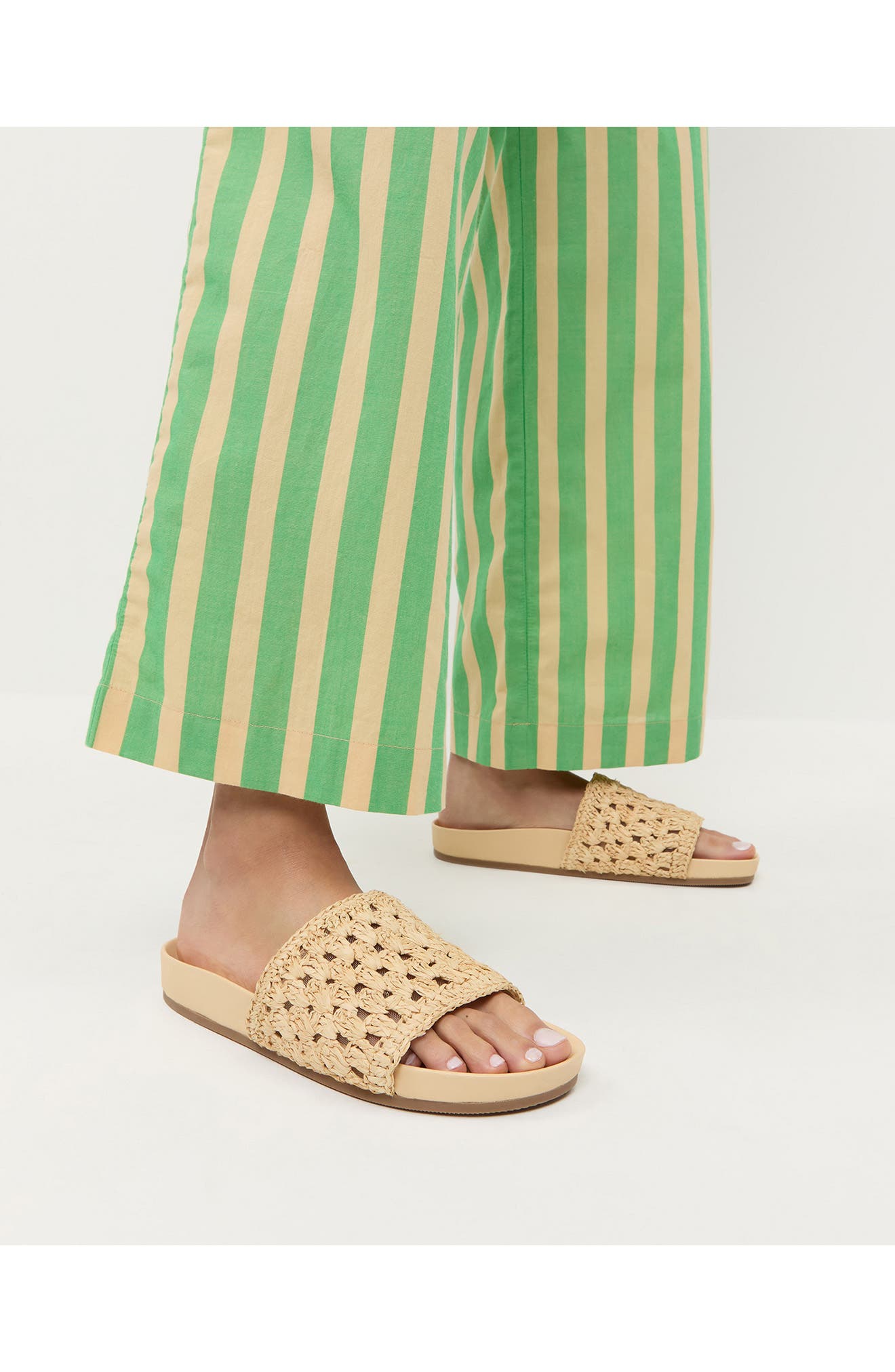 Henri Crochet Raffia Slide Sandal, Alternate, color, CREAM-NATURAL
