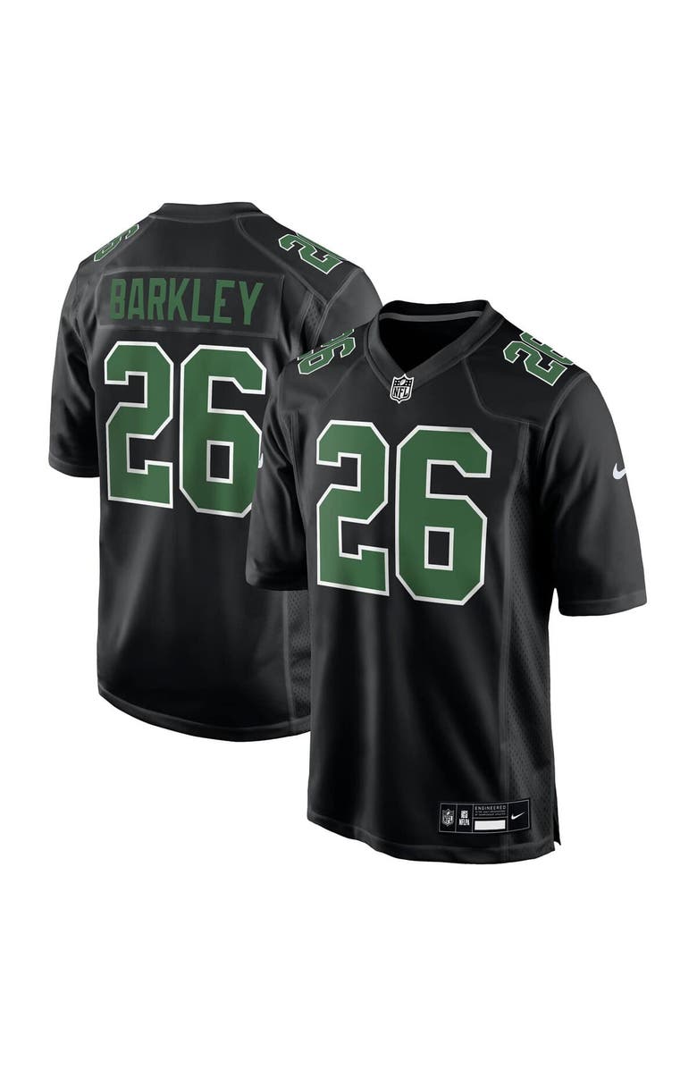 Nike Men's Nike Saquon Barkley Carbon Black/Kelly Green Philadelphia Eagles Fashion Game Jersey, Main, color, Black