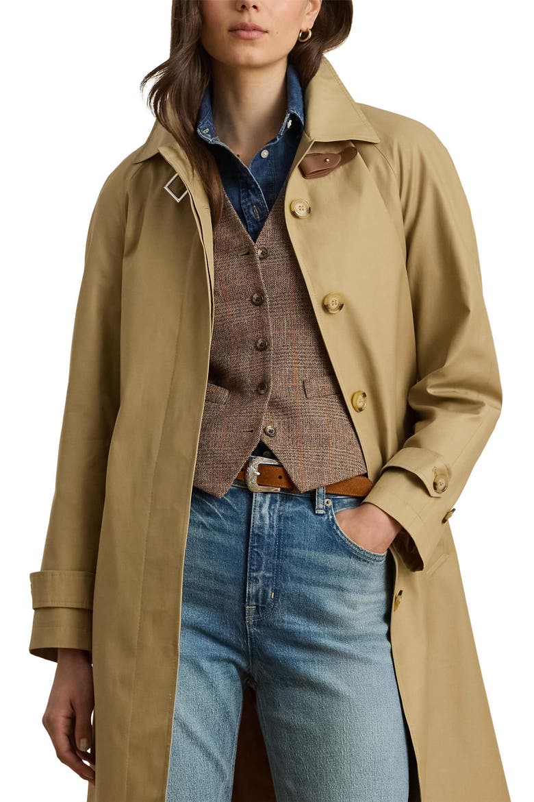 Belted Cotton Blend Trench Coat, Alternate, color, BIRCH TAN