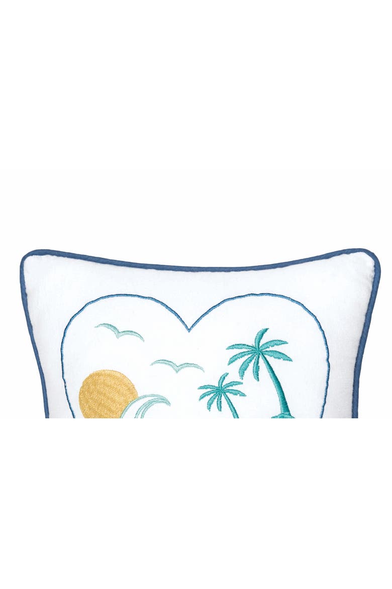 "Beach" Heart Mini Cotton Blend Accent Pillow 10" x 10", Alternate, color, White