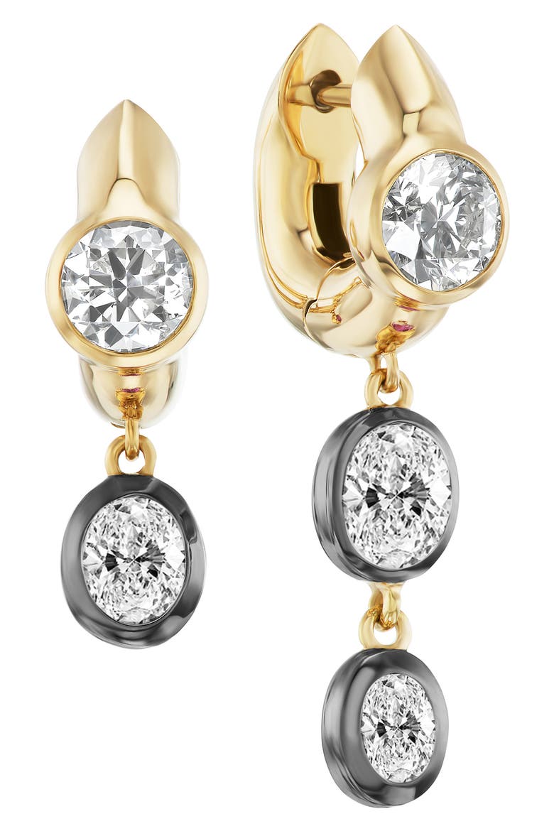 Tusk Diamond Drop Earrings, Main, color, YELLOW GOLD/ BLACK RHOD