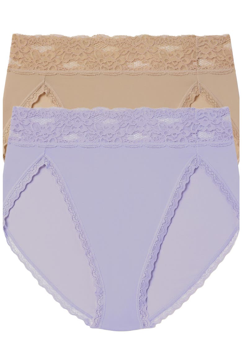 Goddess Lace Trim French Cut Brief 2-Pack, Main, color, Nylon/Ice Purple
