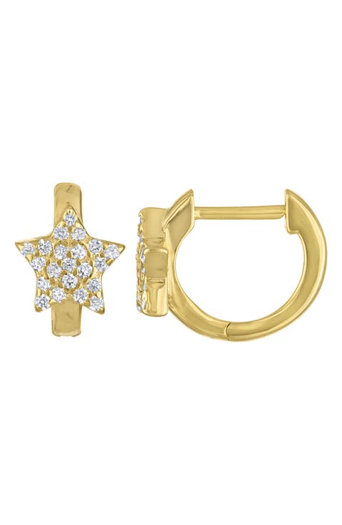 Kids' Cubic Zirconia Star Huggie Hoop Earrings