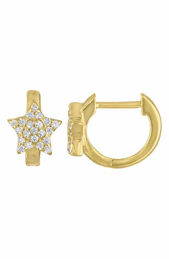 FZN Kids' Cubic Zirconia Star Huggie Hoop Earrings