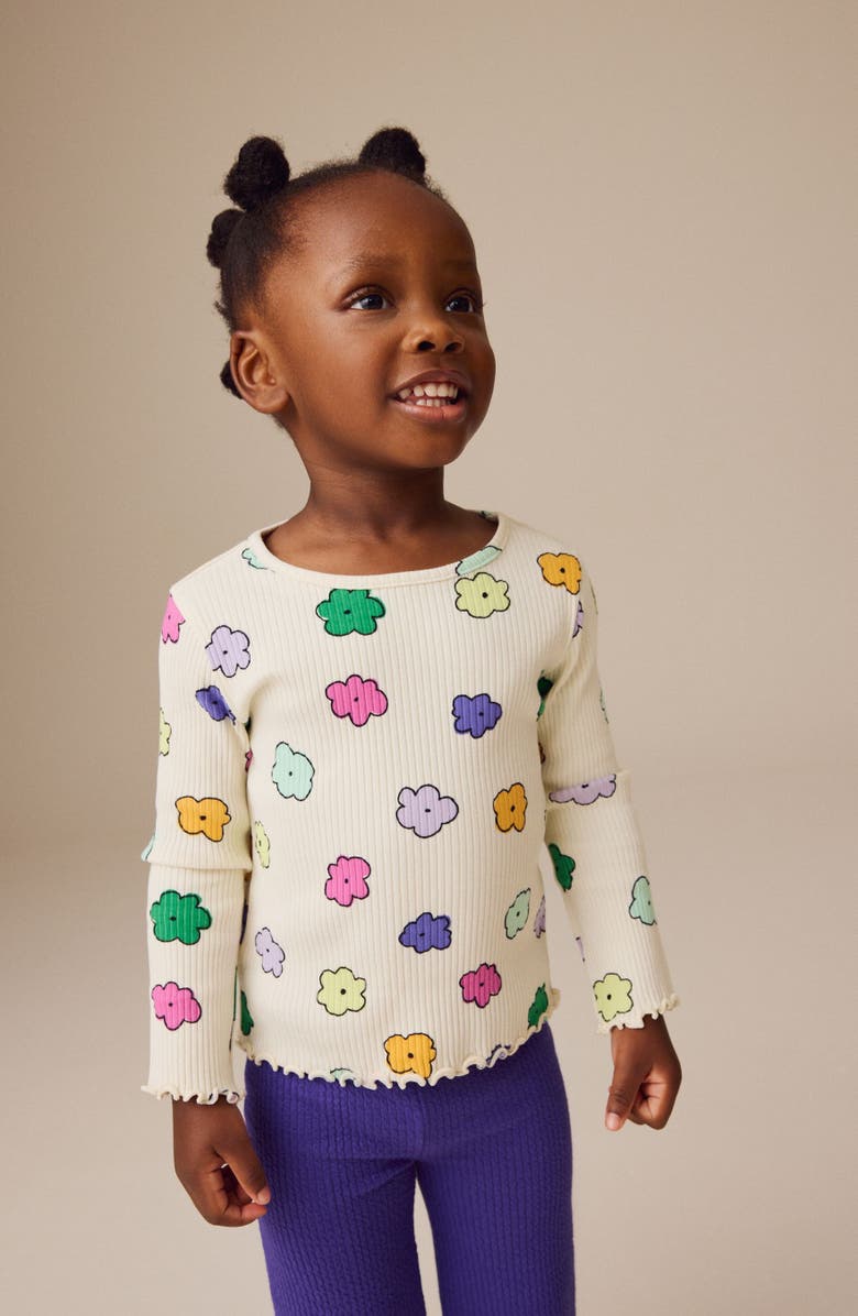 NEXT Kids' Floral Print Rib T-Shirt, Main, color, 
