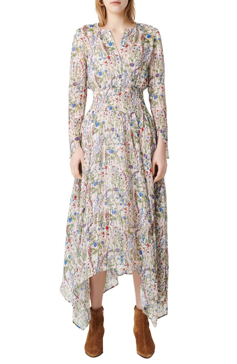 maje Floral Long Sleeve Dress, Main, color,