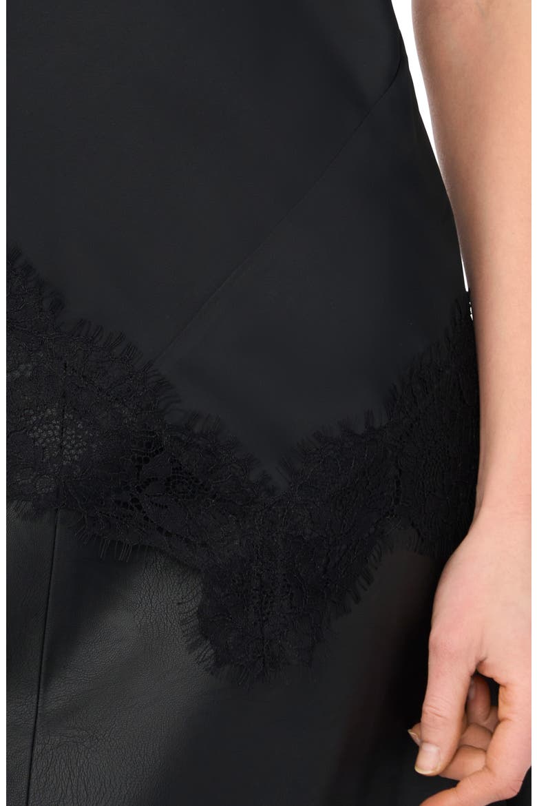 Satin Lace Asymmetric Halter Top, Alternate, color, RICH BLACK