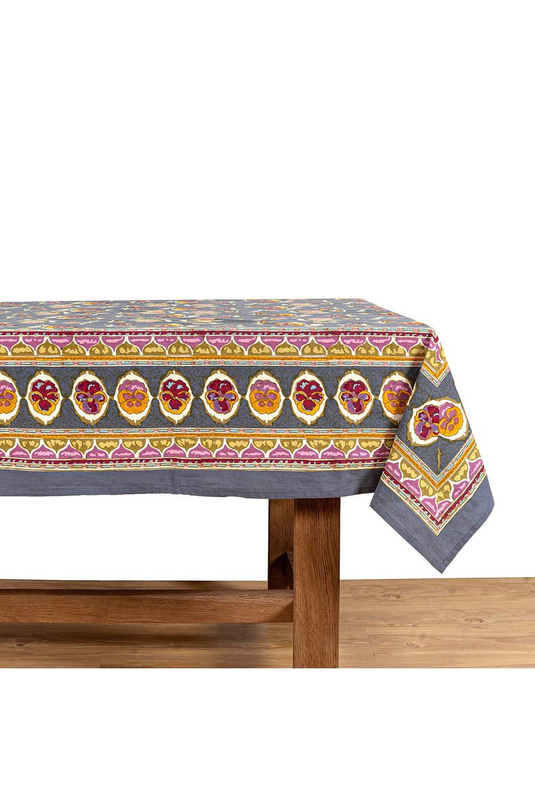 Pansy Tablecloth, Alternate, color, Red/Grey 90" x 90"