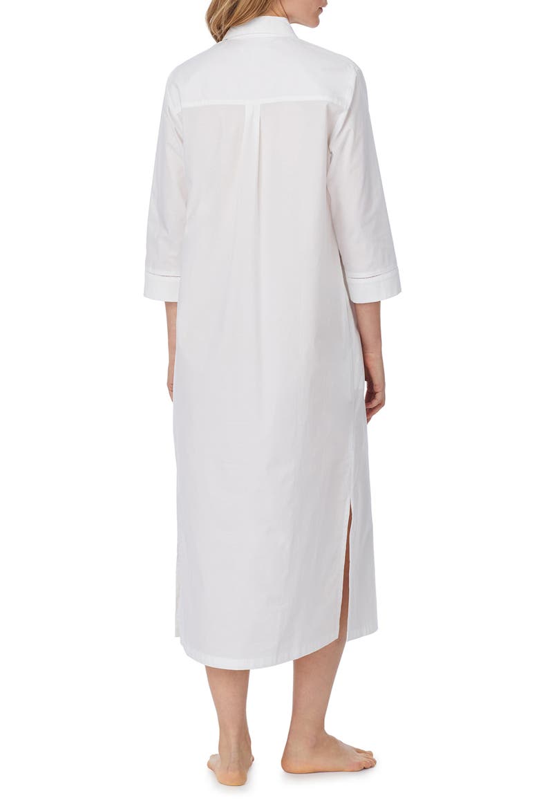 Cotton Lawn Long Sleep Shirtdress, Alternate, color, WHITE
