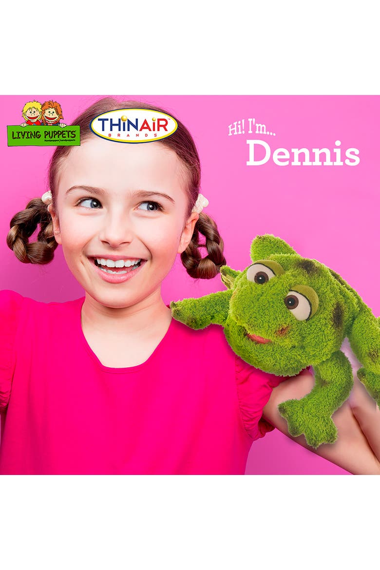 Dennis The Green Frog 10" Plush Hand Puppet, Handmade, Alternate, color, Green