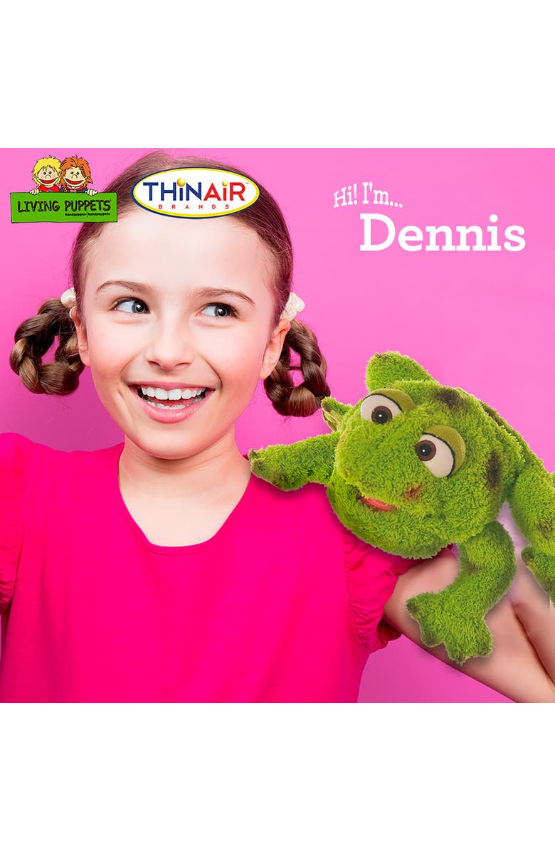 Living Puppets Dennis The Green Frog 10" Plush Hand Puppet, Handmade, Alternate, color, Green