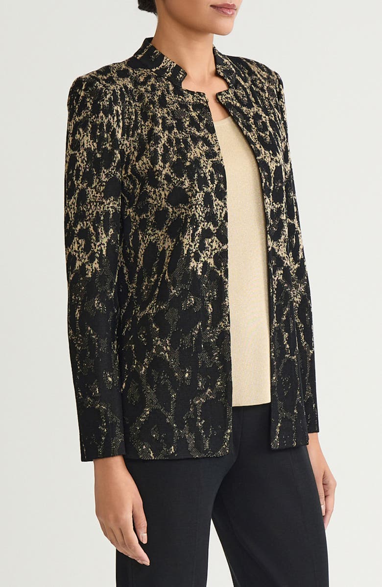 Ming Wang Metallic Leopard Jacquard Jacket, Alternate, color,