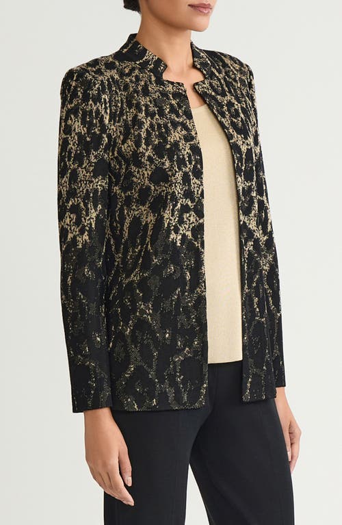 Ming Wang Metallic Leopard Jacquard Jacket In Black