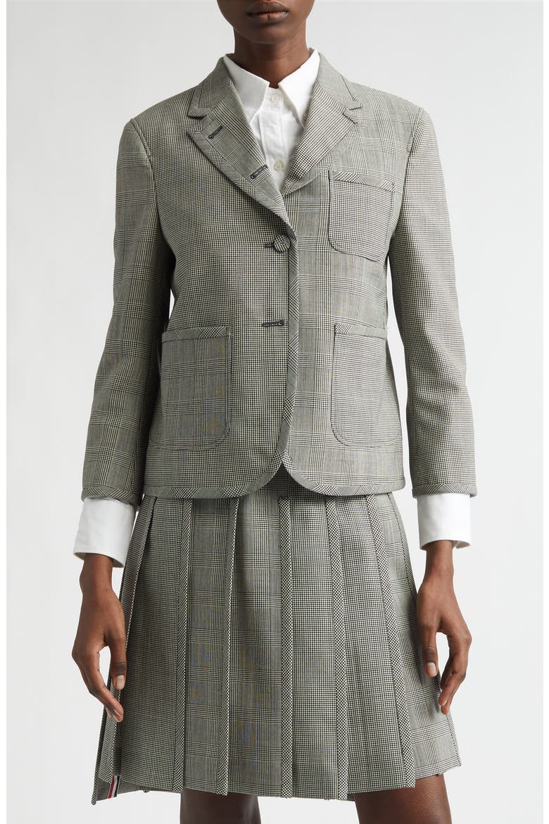 Glen Plaid Funmix Fresco Wool Crop Sport Coat, Main, color, BLACK/ WHITE