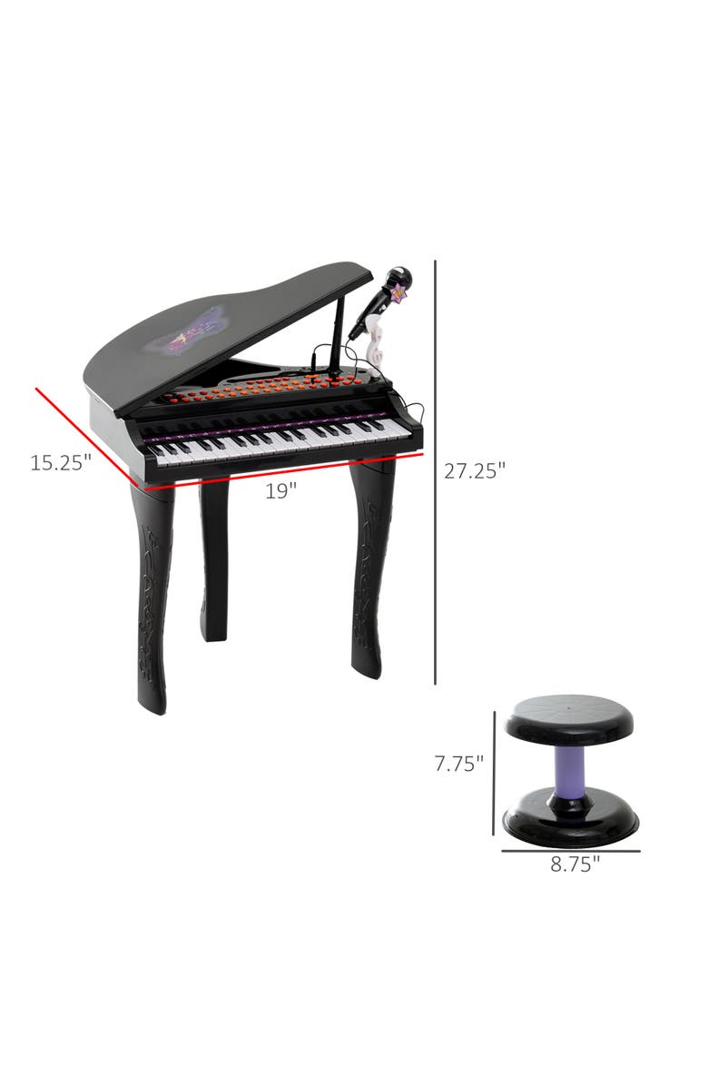 Qaba 37-Key Kids Piano Keyboard with Microphone, Stool, Built-in Songs, Alternate, color, 