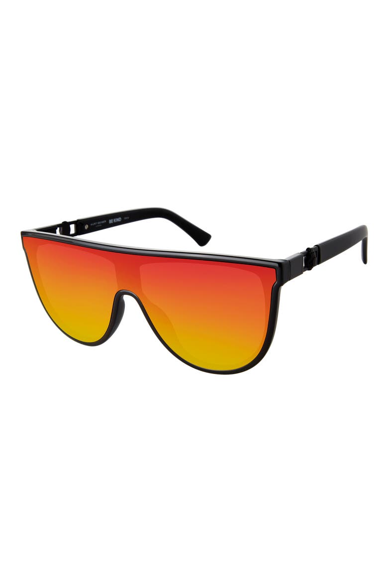 Regent 99mm Oversize Shield Sunglasses, Alternate, color, BLACK/ RAINBOW