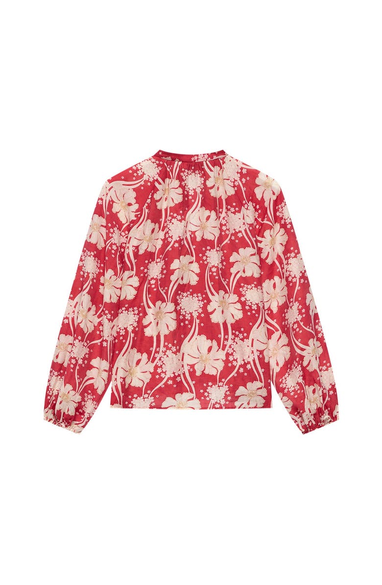 MINT VELVET Floral Tie Neck Long Sleeve Blouse, Alternate, color, Red