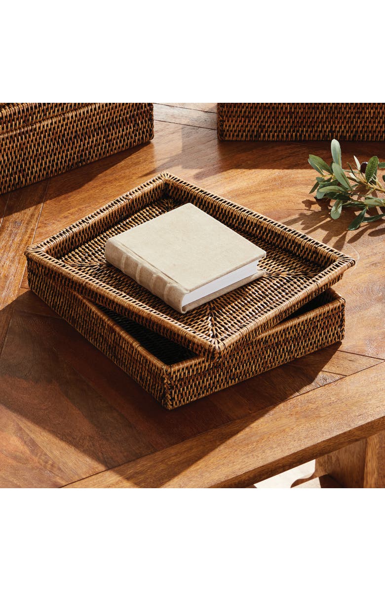 Napa Home & Garden Burma Rattan Lidded Letter Storage Decorative Tray, Alternate, color, Brown