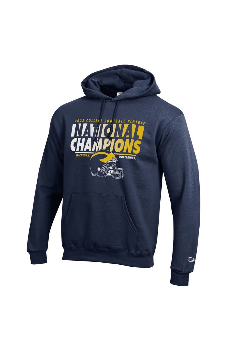 Champion Men's Champion Navy Michigan Wolverines College Football Playoff 2023 National Champions Helmet Pullover Hoodie, Alternate, color, 