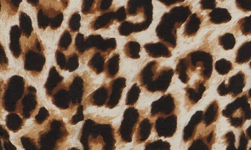 Renee C Leopard Front Twist Three-quarter Sleeve Top In Chocolate