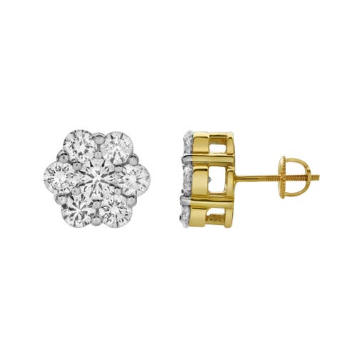 LUVMYJEWELRY LUVMYJEWELRY MEADOW 14K YELLOW GOLD CLUSTER LAB GROWN DIAMOND UNISEX EARRINGS