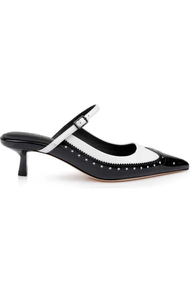 L'AGENCE Elle Wingtip Pointed Toe Mary Jane Kitten Heel Mule, Alternate, color,